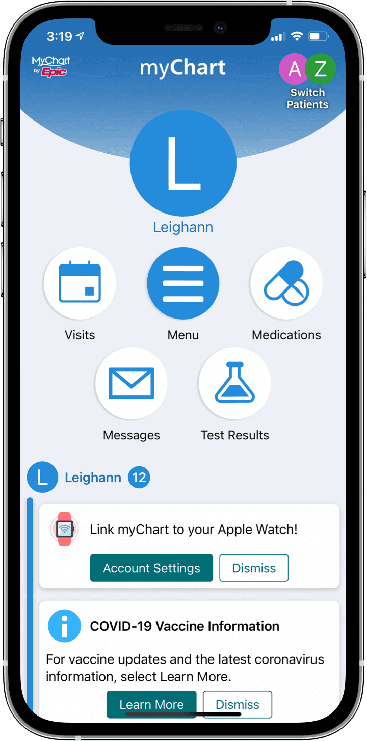 myChart App for iPhone